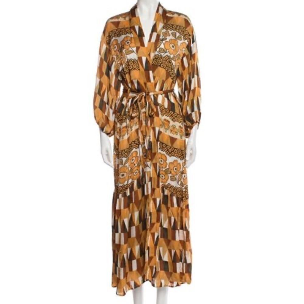 Anthropologie X Carolina K Nico Robe, Rombus Flowers Size M - Picture 7 of 10